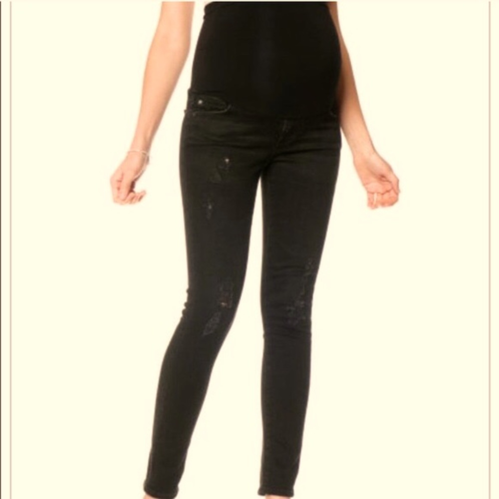 AG black distressed maternity jeans